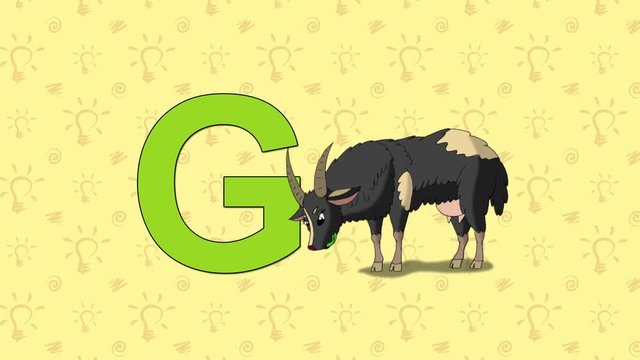 Animated English ZOO alphabet. Letter G and word Goat