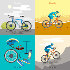 Cycling active lifestyle sport icon set bicycle riders 
