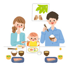 赤ちゃんがいる家族の食卓