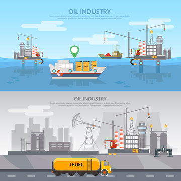 Oil industry banner production process of drilling wells