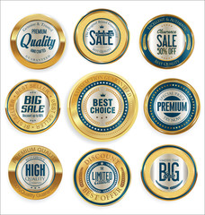 Golden retro vintage badges collection