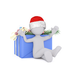 3d model sitting at the christmas gift box