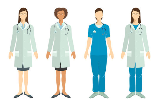 Set of doctors in flat style.