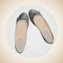 A pair of women's shoes on a flat sole. EPS 10 vector illustration.