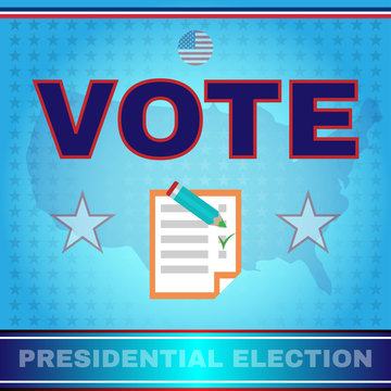 Digital vector usa election with every vote counts, presidential vote checkbox, flat style
