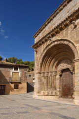 Obraz premium Romanesque portal of the church of San Miguel, Doroca, Zaragoza province,Spain