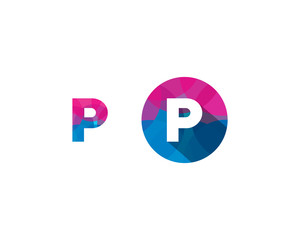 P Letter Multiply Colorful Shadow Pixel Logo Designs Element
