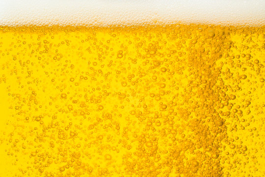 Close up bubble of beer in glass