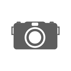 Camera Icon in trendy flat style isolated on grey background.