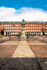 Plaza Mayor with people in Madrid during the day