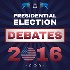Digital vector usa election with presidential debates, megaphone, flat style
