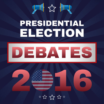 Digital vector usa election with presidential debates, megaphone, flat style