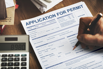 Application for Permit Form Authority Concept - obrazy, fototapety, plakaty