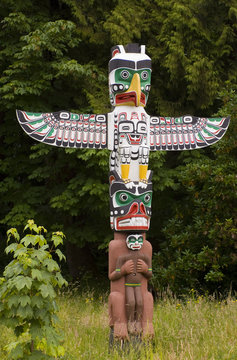 Brockton totem pole area of Stanely Park, Vancouver, British Columbia, Canada.