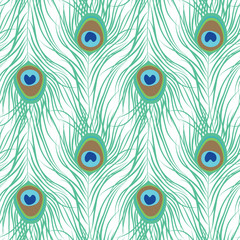 Peacock feather seamless pattern. Vector illustration