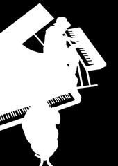 Keyboards people of jazz on black background