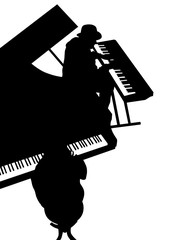 Keyboards people of jazz on white background