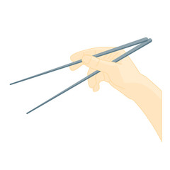 Hand Use Chopsticks. Oriental Cuisine. Vector