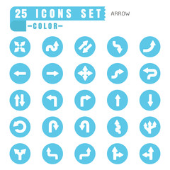 icons arrow color thin white in the circle blue on white backgro