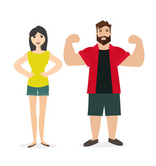 Sport Man and Woman Fitness People. Vector