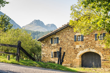 Fototapeta na wymiar traditional basque homestead at countryside