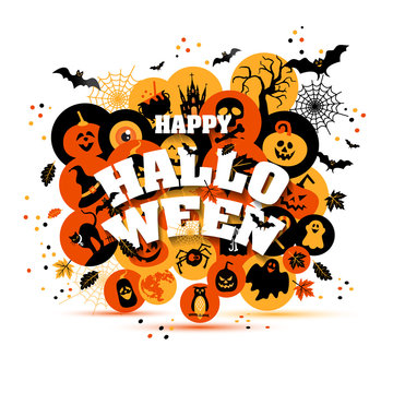 Helloween backgrouns set of color icons.