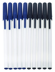 Blue and black isolated ballpoint pens