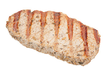 Pork steak on white