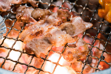 Slice beef grill on hot coals korea food style
