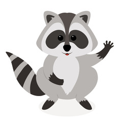 Funny raccoon waving, isolated on white background. Adorable vector raccoon. Cute cartoon pet.  © cheremuha