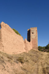 Walls and el Jaque tower, Daroca, Zaragoza province, Aragon, Spain