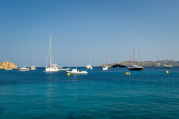 Fototapeta na wymiar Recreational boats at mediterranean sea bay