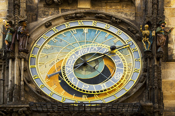 Detail of the Prague Astronomical Clock (Orloj) in the Old Town
