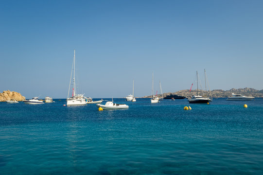 Recreational boats at mediterranean sea bay