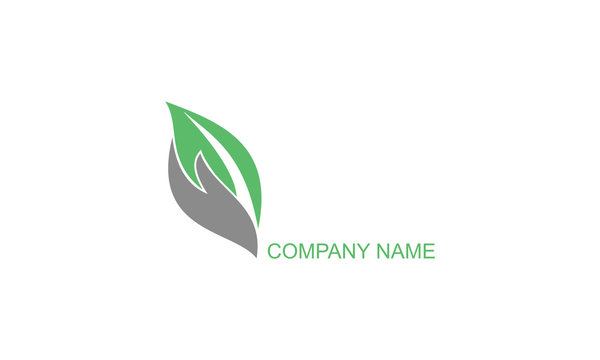 hand and leaf logo vector.