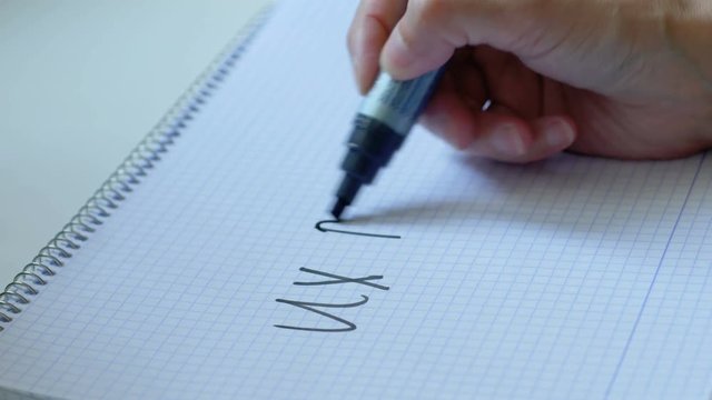 Hand writing "UX branding", user experience concept, branding concept