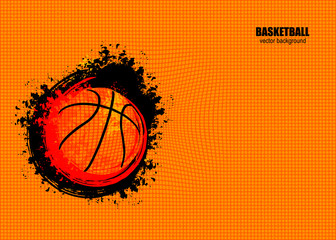 Fototapeta premium Horizontal banner template for the basketball championship. Abstract 3d background. Bright illustration with grungy ball.