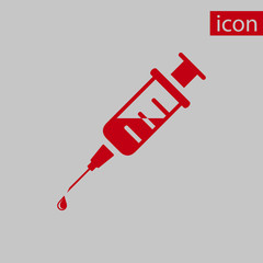 Injection syringe flat icon vector for medical apps and websites