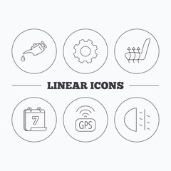 Motor oil, passing fog lights and gps icons.