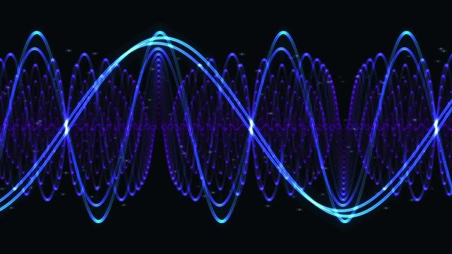 An abstract rotating microwave particle chain moving from left to right.