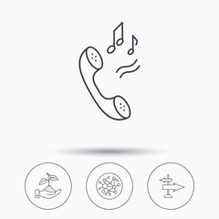 Phone, global network and direction icon.