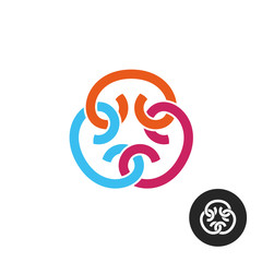 Abstract linear three chain links in a round logo concept