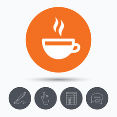 Coffee cup icon. Hot tea drink sign.