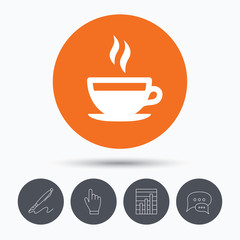 Coffee cup icon. Hot tea drink sign.