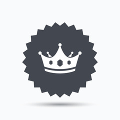 Crown icon. Royal throne leader sign.