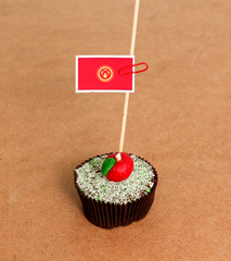 Kyrgyzstan flag on a apple cupcake