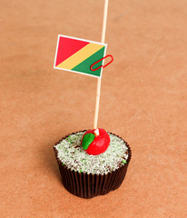 flag on a apple cupcake