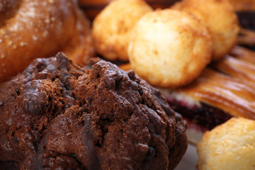 Assortment of fresh pastries, closeup