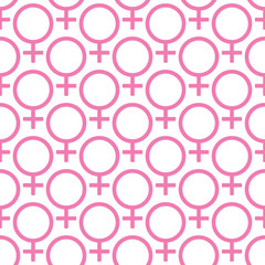Seamless pattern with Symbol of Venus on a white background