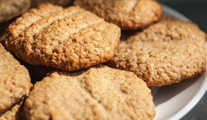 Homemade oatmeal cookies close-up